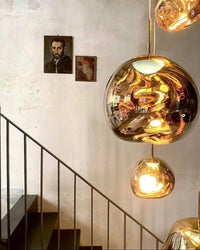 Thumbnail for Gold lava bubble pendant light, featuring a molten design, suitable for modern lighting in spaces such as dining rooms, kitchen islands, living rooms, and foyers.