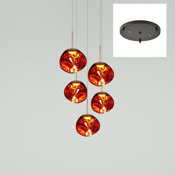 5-Lava bubble chandelier lighting, molten design for dining room kitchen island living room foyer lighting,red.