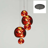 Thumbnail for A 5-light red lava bubble pendant light, suitable for modern lighting in spaces such as dining rooms, kitchen islands, living rooms, and foyers.