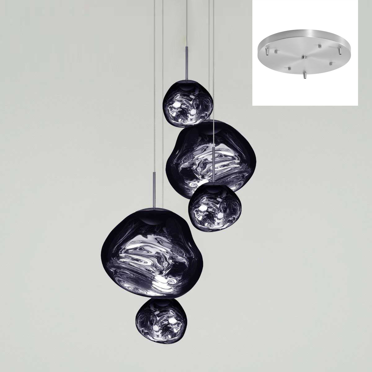A 5-light lava bubble pendant light with a molten design, suitable for modern lighting in spaces such as restaurants, kitchen islands, living rooms, and foyers. Easy to install.