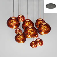 Thumbnail for 11-light red transparent lava bubble pendant chandelier, featuring a molten design, suitable for lighting in restaurants, kitchen islands, living rooms, and foyers.
