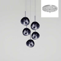 Thumbnail for This 5-light lava bubble pendant chandelier features a molten glass design and is suitable for high-ceiling spaces such as dining rooms, kitchen islands, living rooms, and foyers.