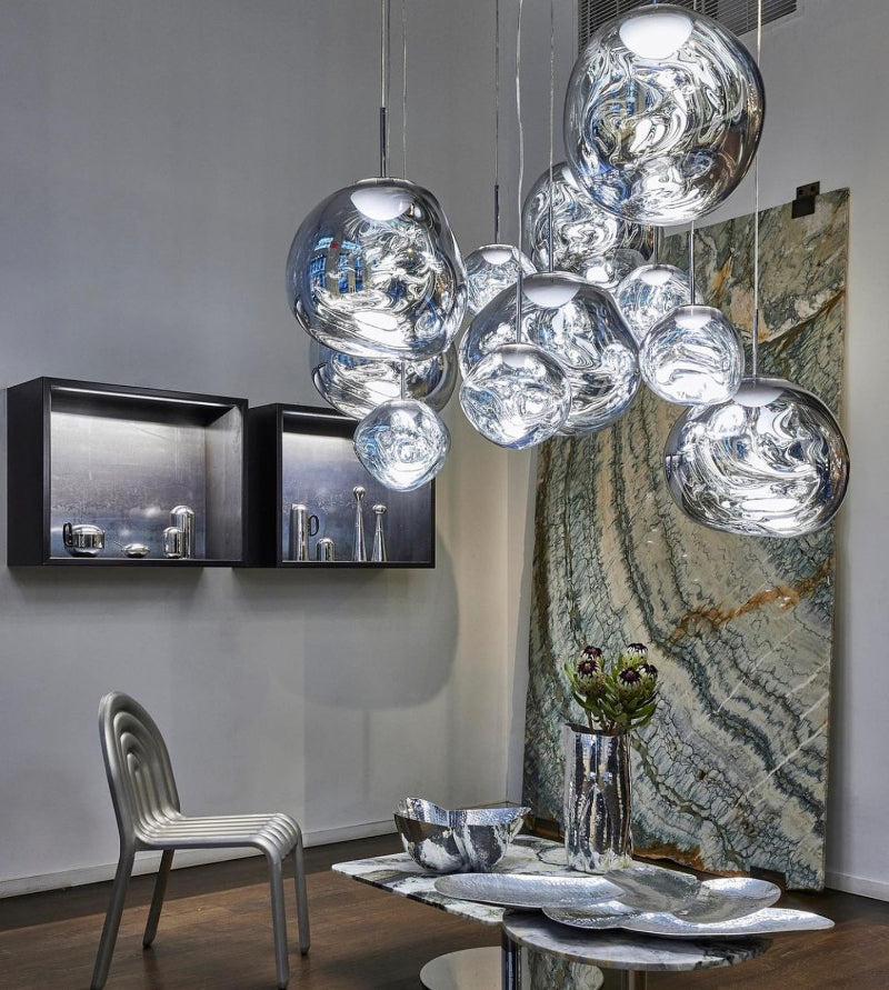 Modern lava bubble chandelier, molten glass design for dining room kitchen island living room foyer lighting