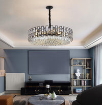 Thumbnail for Modern K9 crystal chandelier with sleek subtle design creating lavish environment with minimal dazzle for dining room foyer