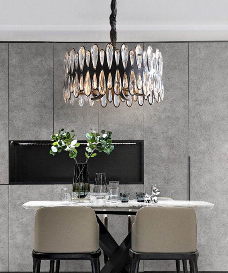 K9 crystal pendant lights with droplet design creating lavish environment with minimal dazzle for dining room living room