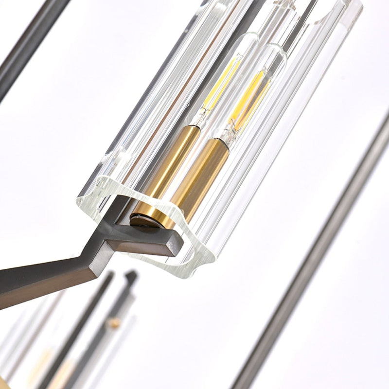 Modern minimalist chandelier with clear glass and E14 LED creating elegant atmosphere for dining room kitchen island hotel