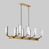 Thumbnail for Minimalist glass dining chandelier with warm or cool LED creating beautiful luxury for dining room kitchen island restaurant