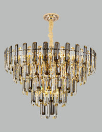 Thumbnail for Modern smoked crystal chandelier with K9 crystals creating sophisticated atmosphere for elegant dining room living room foyer