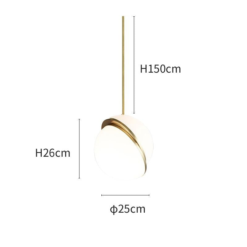 Elegant Moon Hemisphere crescent chandelier with opal sphere creating celestial lighting for contemporary dining room foyer