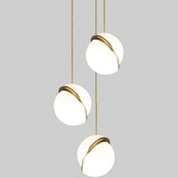 Thumbnail for Moon-inspired Moon Hemisphere opal sphere crescent chandelier creating elegant lighting for contemporary dining room high ceiling