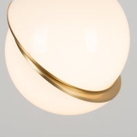 Thumbnail for Lunar Moon Hemisphere chandelier with opal sphere crescent creating dramatic celestial lighting for modern dining room foyer