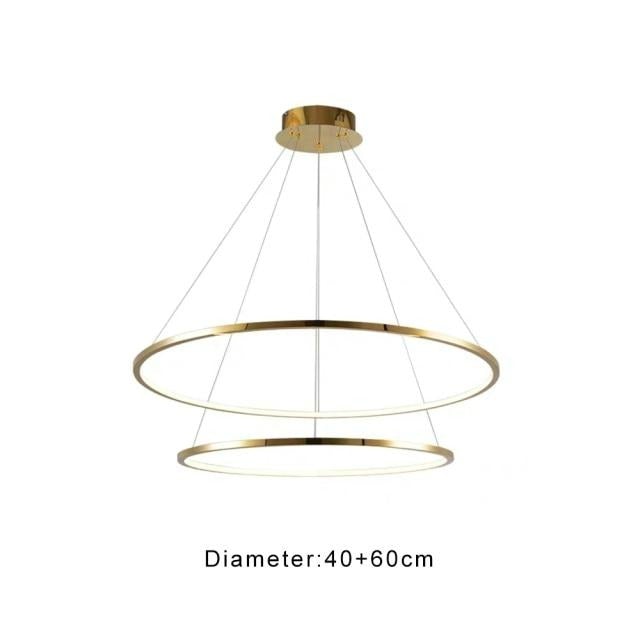 Modern foyer chandelier featuring Multi-Ring Luxury stainless steel design with circular arrangement for entryway high ceiling lighting