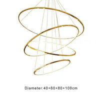 Thumbnail for Multi-Ring chandelier light fixture with luxury stainless steel creating elegant lighting for modern dining room foyer high ceiling