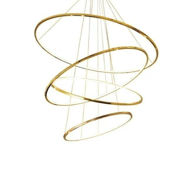 Designer Multi-Ring Luxury chandelier with modern stainless steel creating elegant lighting for dining room foyer contemporary interior