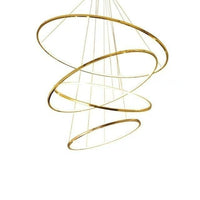 Thumbnail for Designer Multi-Ring Luxury chandelier with modern stainless steel creating elegant lighting for dining room foyer contemporary interior