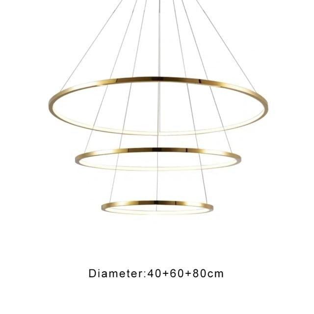 Designer Multi-Ring Luxury stainless steel chandelier with modern design creating sophisticated lighting for dining room foyer entryway