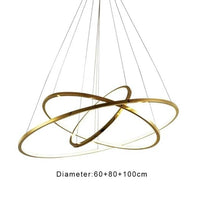 Thumbnail for Updated Multi-Ring chandelier with luxury stainless steel finish creating contemporary lighting for modern dining room foyer
