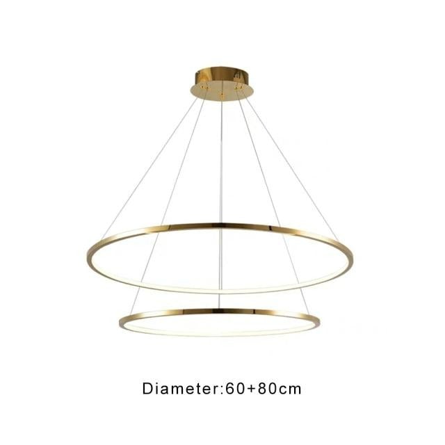 Premium Multi-Ring Luxury stainless steel chandelier with modern circular design for dining room foyer entryway high ceiling