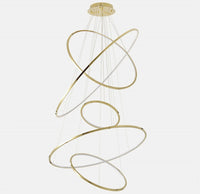 Thumbnail for Luxury Multi-Ring modern stainless steel chandelier with circular design creating sophisticated lighting for dining room foyer entryway
