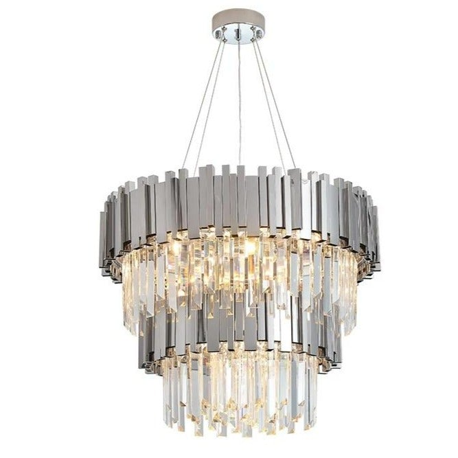 High-end Multi-Ring modern crystal chandelier with circular arrangement creating luxurious lighting for dining room foyer high ceiling
