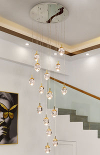 Thumbnail for Crystal bubble pendant chandelier with 30 lights creating dramatic statement for grand staircase foyer hotel lobby villa