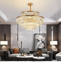 Thumbnail for Luxurious crystal pendant lights with finest materials and polished steel creating sophisticated elegance for dining room foyer