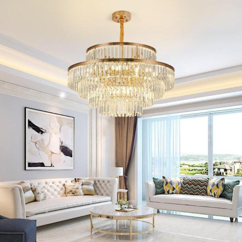 Round modern crystal chandelier with iron and crystal impressing most discerning audience for elegant living room dining room