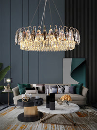 Thumbnail for Real crystal copper chandelier with round shape and LED lighting creating refined sophistication for living room dining room foyer