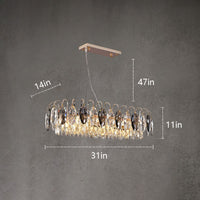 Thumbnail for Crystal copper chandelier with soft diffused ambient lighting creating refined atmosphere for luxury living room dining room foyer