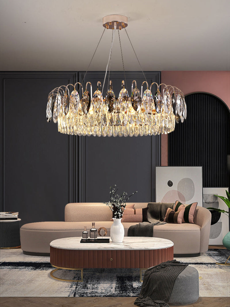 Philosophical Light chandelier with copper and crystal combining sensibility and rationality for luxury living room foyer