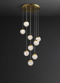 Thumbnail for Bronze art bubble ball chandelier with  glass balls creating dramatic statement for luxury foyer staircase grand ballroom