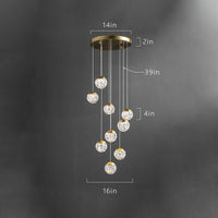Thumbnail for Round crystal ball chandelier with pineapple design and adjustable height creating modern elegance for foyer staircase living room