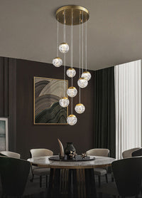 Thumbnail for Glass bubble chandelier with pineapple-inspired cascading design creating mesmerizing light for grand foyer staircase hotel lobby