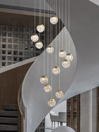 Thumbnail for Pineapple Glow bronze art chandelier with irregular glass balls creating artistic elegance for grand foyer staircase living room