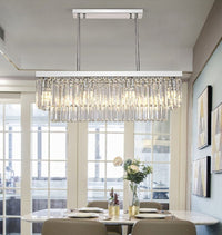Thumbnail for Post-Modern Elegance chandelier with chrome-plated iron and K9 crystals creating contemporary luxury for dining room living room