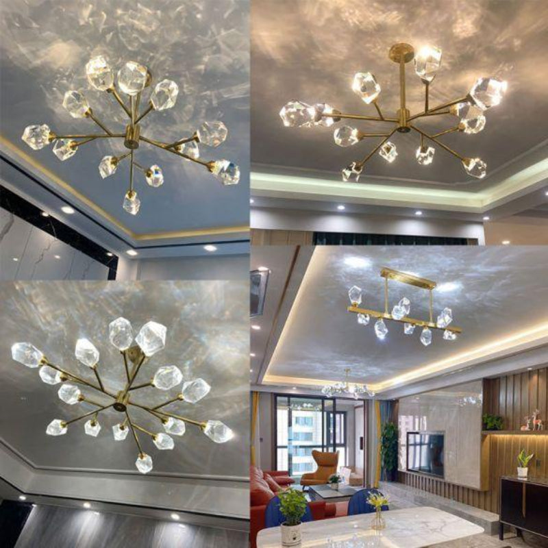 Crystal pendant ceiling lights with high translucent crystals creating luxurious ambiance for kitchen island dining room foyer