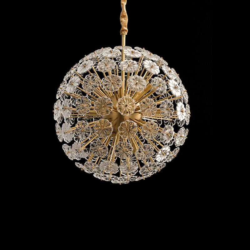 Crystal lights for living room with Radiant Floral Orb clear glass flower design creating sophisticated ambiance for contemporary interior