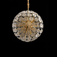 Thumbnail for Crystal lights for living room with Radiant Floral Orb clear glass flower design creating sophisticated ambiance for contemporary interior
