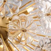 Thumbnail for Unique bubble chandelier featuring Radiant Floral Orb clear glass flower design with spherical arrangement for modern dining room