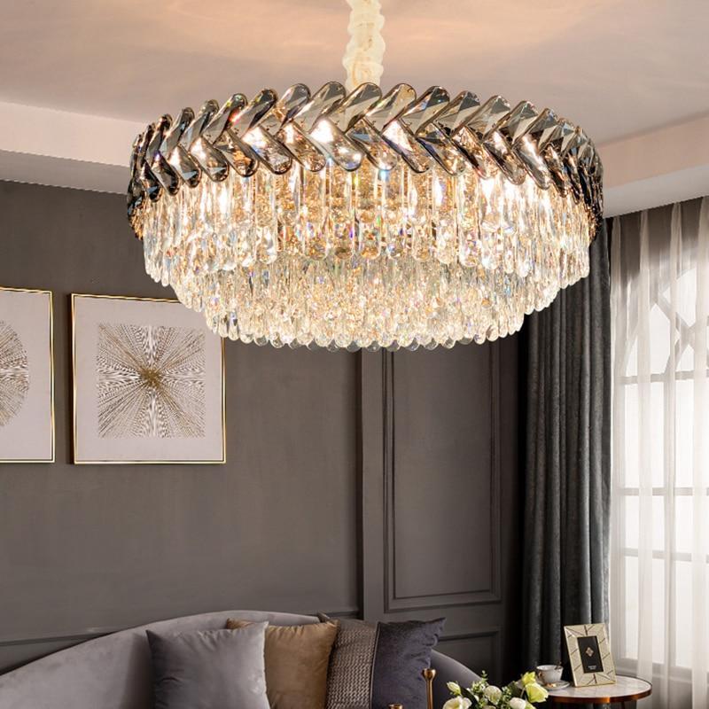 Ronde Bague Chevron chandelier with sleek black K9 crystals creating elegant ring design for dining room living room