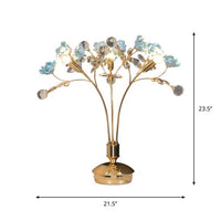 Thumbnail for Ceramic flower desk lamp featuring Rose Bloom design with faceted crystal accents for decorative nightstand bedside table lighting
