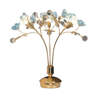 Thumbnail for Decorative Rose Bloom ceramic flower lamp with faceted crystal and gold accents creating elegant ambiance for nightstand bedside table