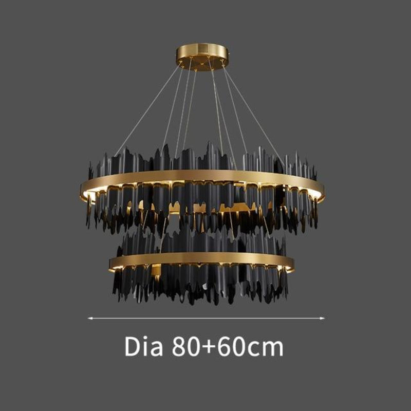 Luxurious Shard Chalice chandelier with black stainless steel creating commanding centerpiece for dining room living room foyer