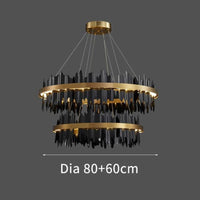 Thumbnail for Luxurious Shard Chalice chandelier with black stainless steel creating commanding centerpiece for dining room living room foyer
