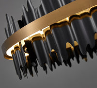 Thumbnail for Sleek black Shard Chalice chandelier with stainless steel creating lavish environment for contemporary dining room living room