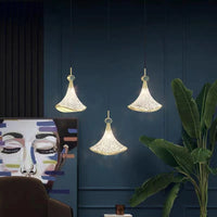 Thumbnail for Modern chandelier featuring Shell Cascade stainless steel design with cascading shells for staircase foyer contemporary lighting