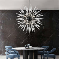 Thumbnail for Sputnik Star unique crystal pendant chandelier with starburst design creating modern lighting for living room dining room high ceiling