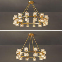 Thumbnail for Round copper crystal chandelier with built-in dimmable driver creating adjustable lighting for living room dining room foyer