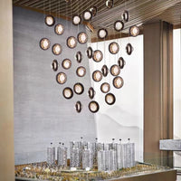 Thumbnail for Modern crystal chandelier with Star Light Bubbles design creating brilliant lighting for staircase foyer contemporary space