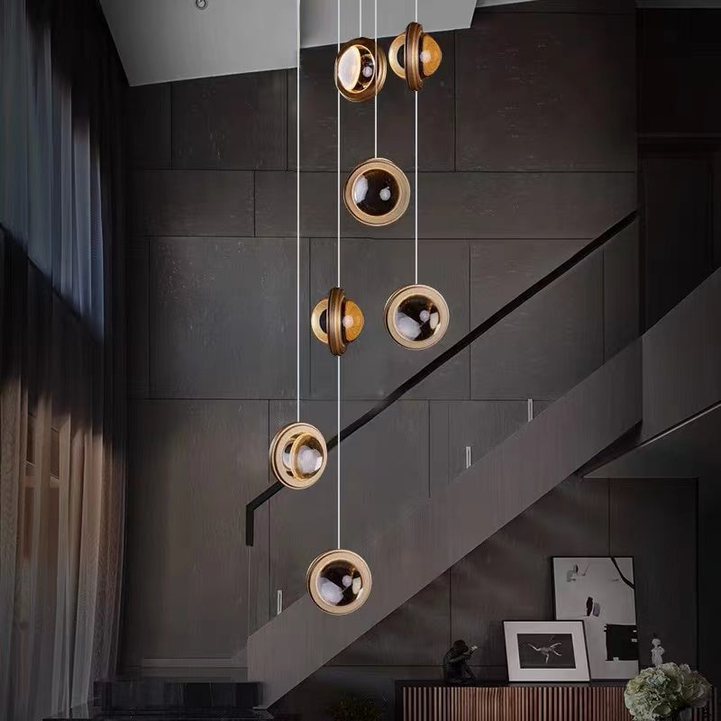 Bubbles chandelier featuring Star Light design with crystal elements for staircase foyer entryway contemporary lighting